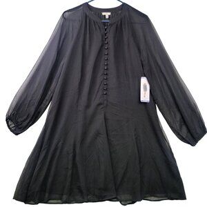 Y2K Balloon Sleeve Sheer XXL Whimsigoth Romantic Flowy Slinky Dress Feminine New